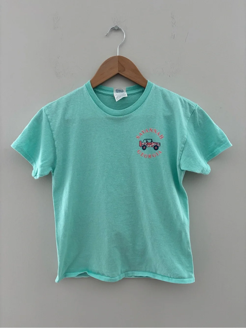 Savannah Georgia Jeep Hair Don't Care Graphic T-Shirt Girls Youth Large Mint